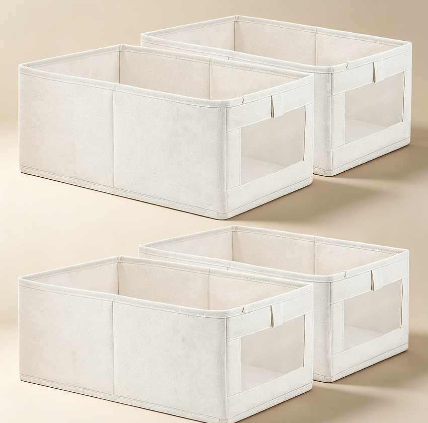 10.1 4-Pack Linen Storage Bins with Window - Image 1