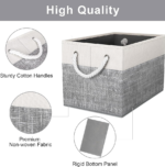 3-Pack White and Grey Storage Bins with Rope Handles - Image 2