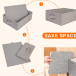 4-Pack Low Profile Grey Fabric Storage Bins - Image 2