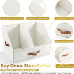 3-Pack Ivory Trapezoid Bins with Adjustable Dividers - Image 2