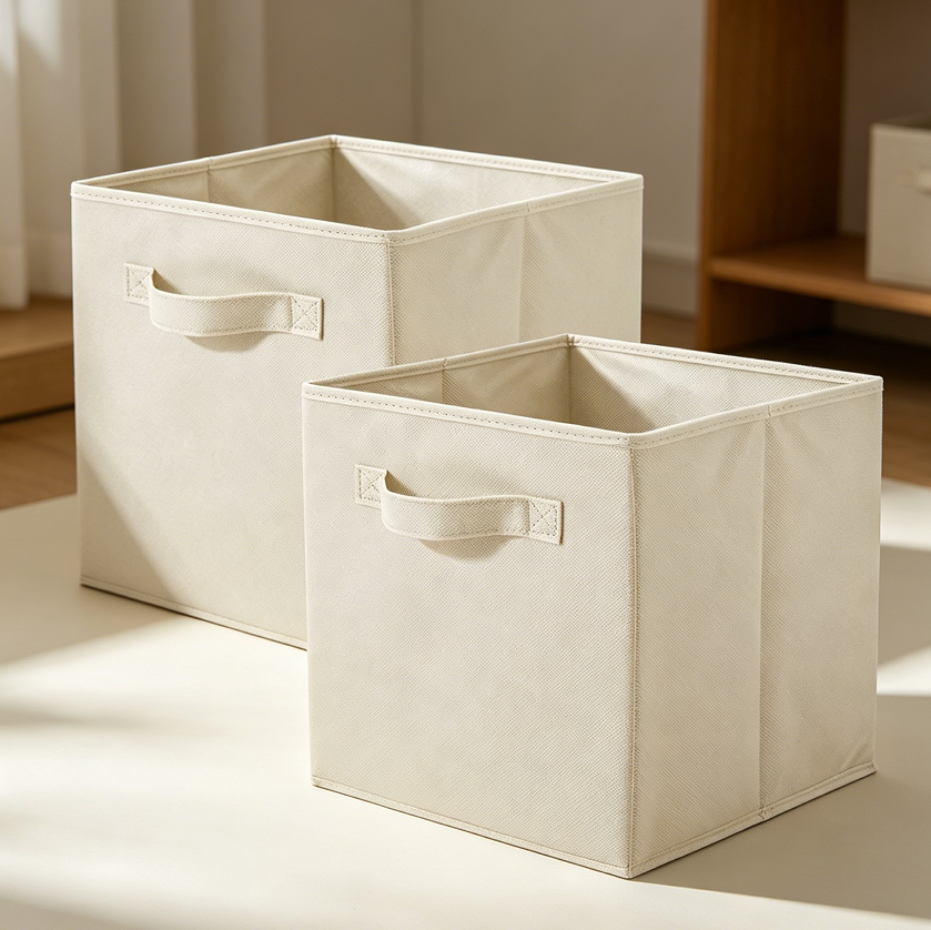 20.1 2-Pack Beige Foldable Fabric Storage Cubes - Image 1