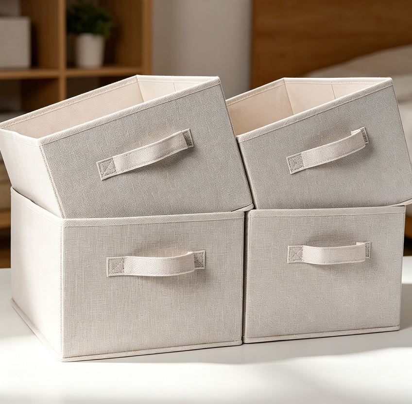 22.1 4-Pack Flaxen Collapsible Cube Storage Bins - Image 1