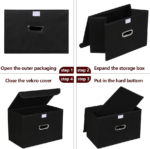 3-Pack Black Fabric Cube Bins with Metal Handles - Image 2