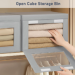4-Pack Large Fabric Closet Organiser with Window and Lids - Image 2