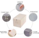 2-Pack Beige Zip-Lidded Large Wardrobe Storage Bins - Image 2
